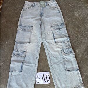NWT Divided Double Cargo Pocket Baggy Denim Jeans Women's Size 6 or 30x30